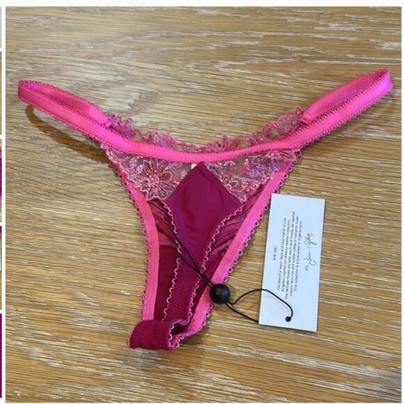 For Love And Lemons Ophelie Panty Thong Berry NWT XXS - Picture 3 of 5